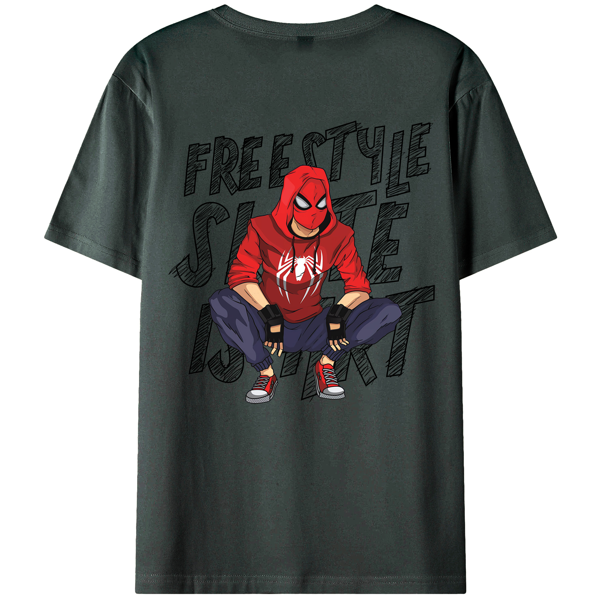 （画像用） Spider Man スパイダーマン 綿100％ メンズ半袖Tシャツ（バックプリント） 通気性